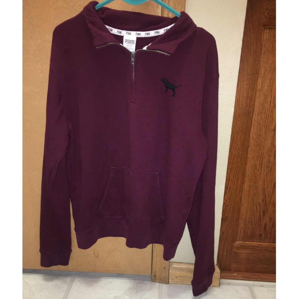 PINK Burgundy Quarter Zip Sweatshirt